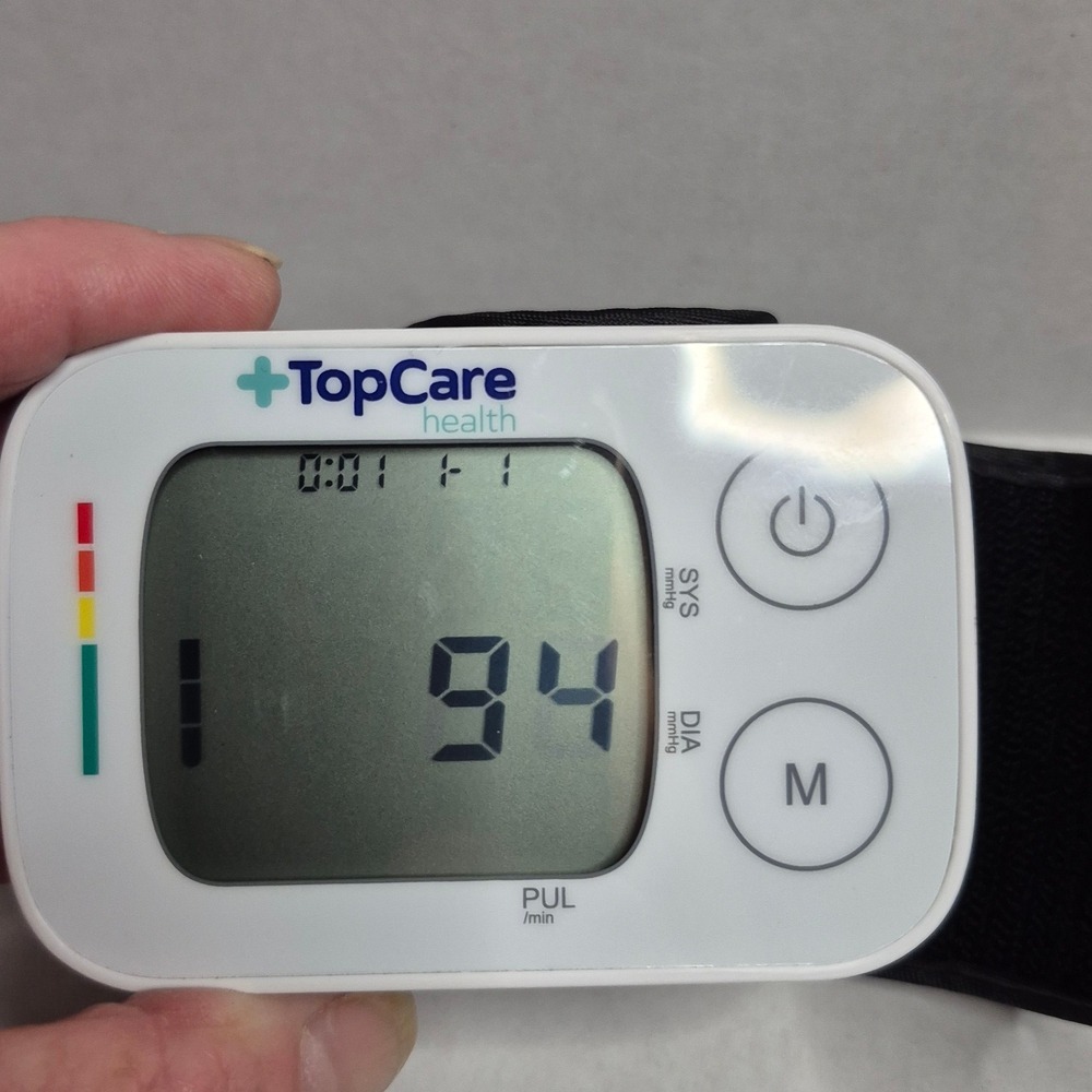 TopCare Health Wrist Blood Pressure Monitor Adult Digital Heart Rate White